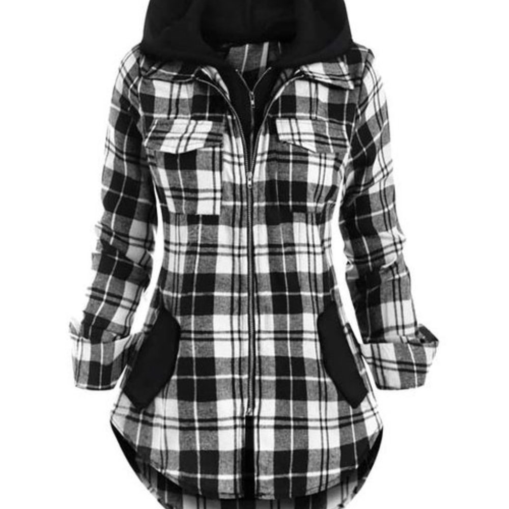 Plaid Hooded Women's Jacket